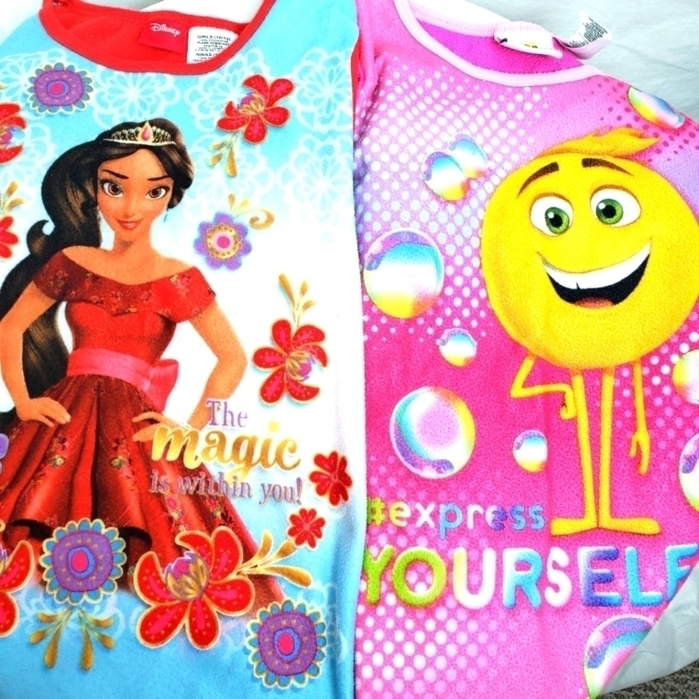 Lot of 2 Pajamas Sets Disney's Elena of Avalon and The Emoji Movie Sz 10-12